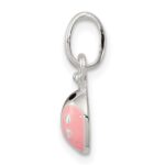 Sterling Silver Polished Pink & Black Enameled Ladybug Children's Pendant - Image 2