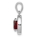 Sterling Silver Rhod-plated w/ Dark Red and White CZ Oval Pendant - Image 2