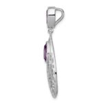 Sterling Silver Rhodium-plated Polished Amethyst Pendant - Image 2