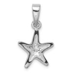 Sterling Silver Rhodium Created Blue Opal Starfish Pendant - Image 4