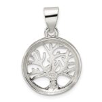 Sterling Silver Polished Round Tree Pendant - Image 4
