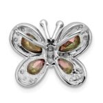 Sterling Silver Rhodium-plated Polished Dark Mystic CZ Butterfly Pendant - Image 4