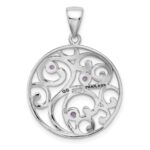 Sterling Silver Rhodium-plated w/Amethyst Pendant - Image 4