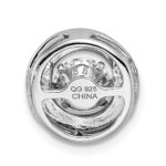 Sterling Silver Platinum-plated Polished Vibrant CZ Circle Pendant - Image 4