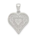 Sterling Silver Polished Filigree Heart Pendant