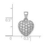 Sterling Silver Rhodium-plated CZ Micro pav‚ Heart Pendant - Image 3