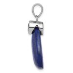 Sterling Silver Rhodium-plated w/CZ and Lapis Lazuli Pendant - Image 2