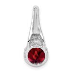 Sterling Silver Rhodium-plated w/CZ and Garnet Pendant - Image 3