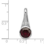 Sterling Silver Rhodium-plated w/CZ and Garnet Pendant - Image 4