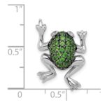 Sterling Silver Rhodium White Topaz & Chrome Diopside Frog Pendant - Image 3