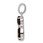 Sterling Silver Rhodium-plated Smoky Quartz and Diamond Pendant - Image 2