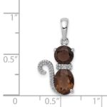 Sterling Silver Rhodium-plated Smoky Quartz and Diamond Pendant - Image 3