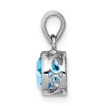 Sterling Silver Rhodium-plated Polished Blue Topaz Round Pendant - Image 2