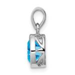 Sterling Silver Rhodium-plated Polished Blue Topaz Oval Pendant - Image 2