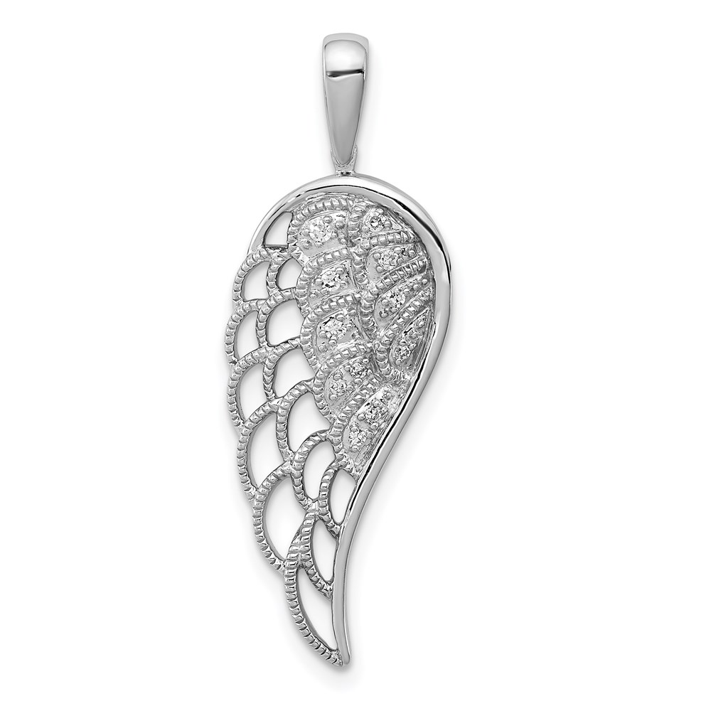 QP4587.jpg Sterling Silver Rhodium Diam. Open-work Wing Pendant - Image 1