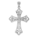 Sterling Silver Rhodium & Diam. Filigree Cross Pendant - Image 4
