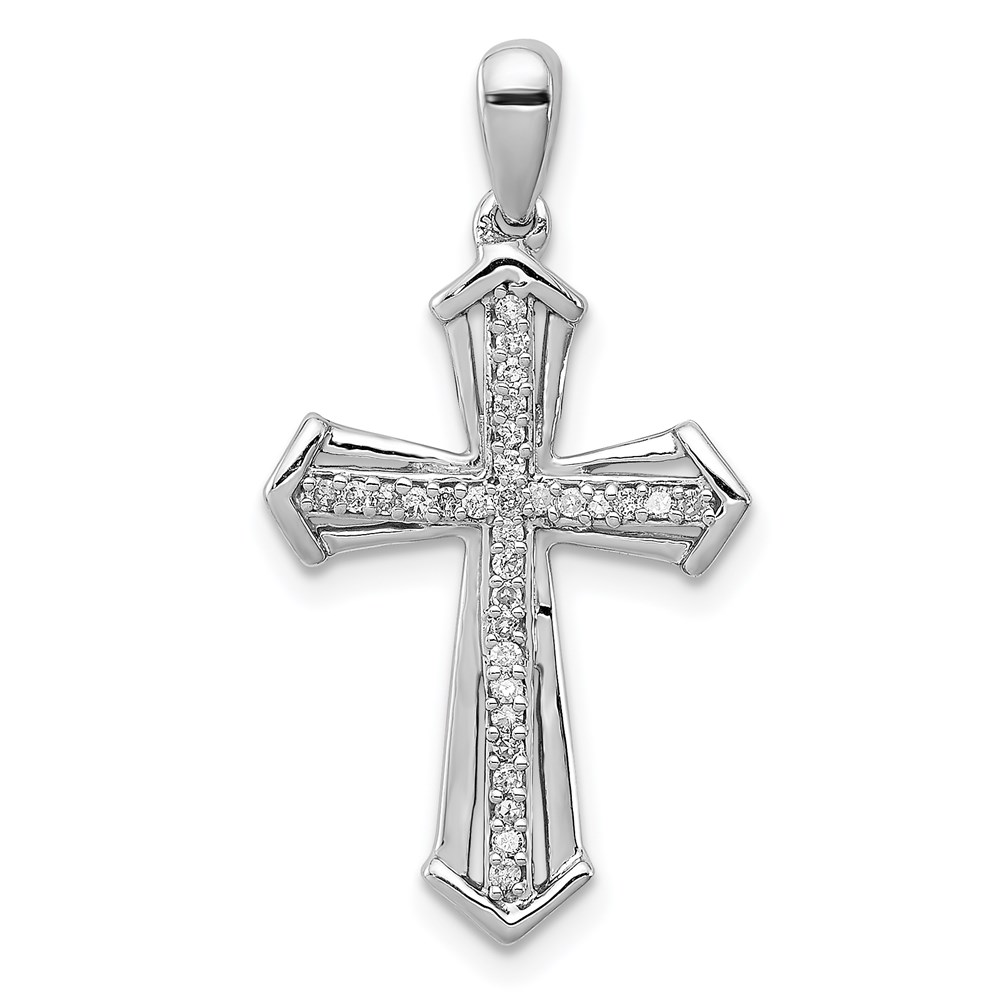 QP4608.jpg Sterling Silver Rhodium-plated Diamond Cross Pendant - Image 1