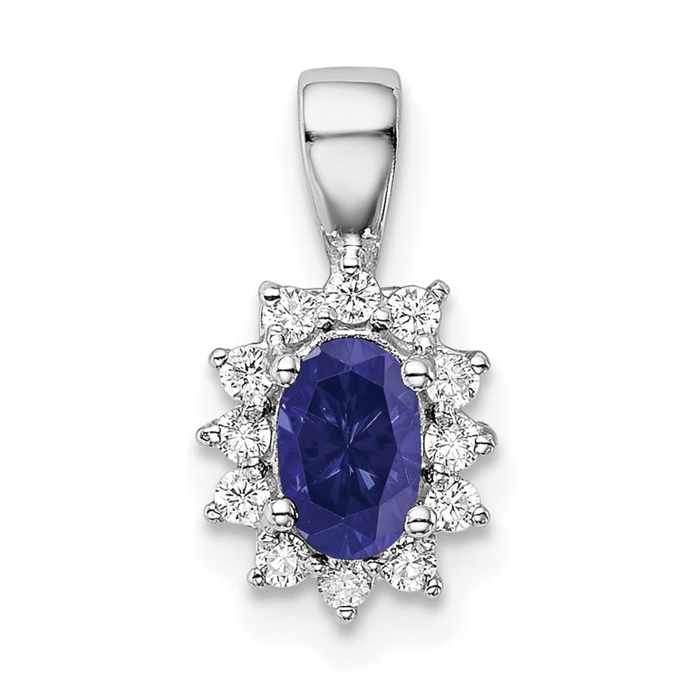 QP4806.jpg Sterling Silver Rhodium-plated CZ/Lab Cr Sapphire Pendant - Image 1