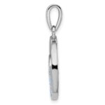 Sterling Silver Rhodium-plated Blue Created Opal Wave Pendant - Image 2