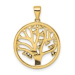 Sterling Silver Gold-tone Created White Sapphire Tree of Life Pendant - Image 3