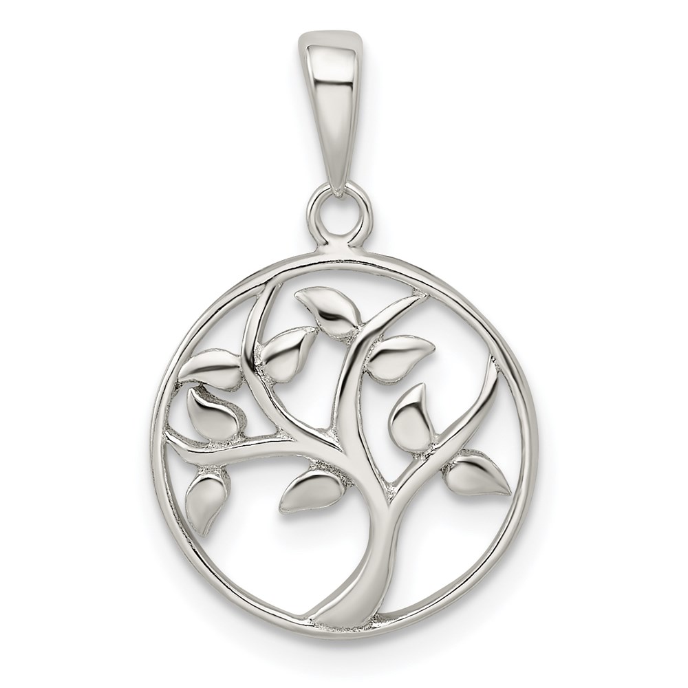QP4910.jpg Sterling Silver Polished Tree Pendant - Image 1