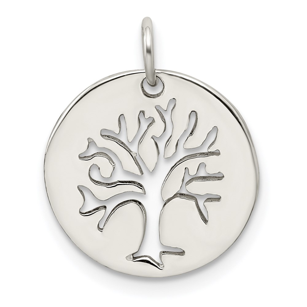 QP4911.jpg Sterling Silver Polished Tree Cut-out Charm - Image 1