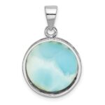 Sterling Silver Rhodium-plated Larimar with Palm Tree Pendant - Image 3