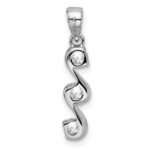 Sterling Silver Rhodium-plated Swirl 3-stone CZ Pendant - Image 3