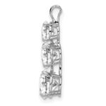 Sterling Silver Rhodium-plated Polished CZ Round Shaped 3 Stone Pendant - Image 2