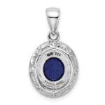 Sterling Silver Rhodium-plated Polished w/Lapis & White Topaz Pendant - Image 3