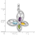 Sterling Silver Rhodium-plated PE CI AM Swiss BT Butterfly Pendant - Image 4
