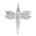 Sterling Silver Rhodium/Oxidized Recon. Turq/Marcasite Dragonfly Pendant - Image 3
