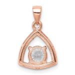Sterling Silver Rose-tone Triangle CZ Pendant - Image 4