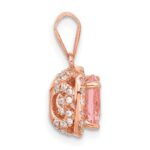 Sterling Silver Rose-tone Square Crystal Pendant - Image 2