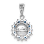 Sterling Silver RH-plated FWC Pearl/Syn. Blue Spinel Flower Pendant - Image 3