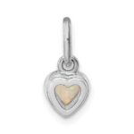 Sterling Silver Rhodium Plated Lab Created Opal Heart Pendant - Image 3