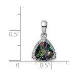 Sterling Silver Rhod-plated Trillion Mystic Fire/White Topaz Pendant - Image 4
