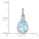Sterling Silver Rhodium-plated Blue Topaz Teardrop Pendant - Image 4