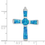 Sterling Silver Rhodium-plated Created Opal Cross Slide Pendant - Image 4