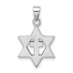 Sterling Silver Rhodium-plated Star of David Created Opal CZ Pendant - Image 3
