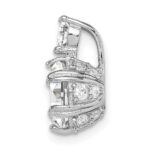 Sterling Silver Rhodium-plated Polished 8mm Round CZ Chain Slide - Image 2