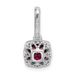 Sterling Silver Rhodium-plated Lab Created Red Corundum and White CZ Pendant - Image 3
