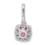 Sterling Silver Rhodium-plated Pink & White CZ Slide - Image 3