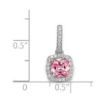 Sterling Silver Rhodium-plated Pink & White CZ Slide - Image 4