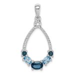 Sterling Silver Rhod-plat London blue and LB topaz Pendant