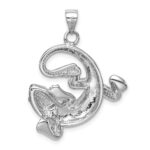 Sterling Silver Rhodium-plated Polished Created Blue Opal Gecko Pendant - Image 3