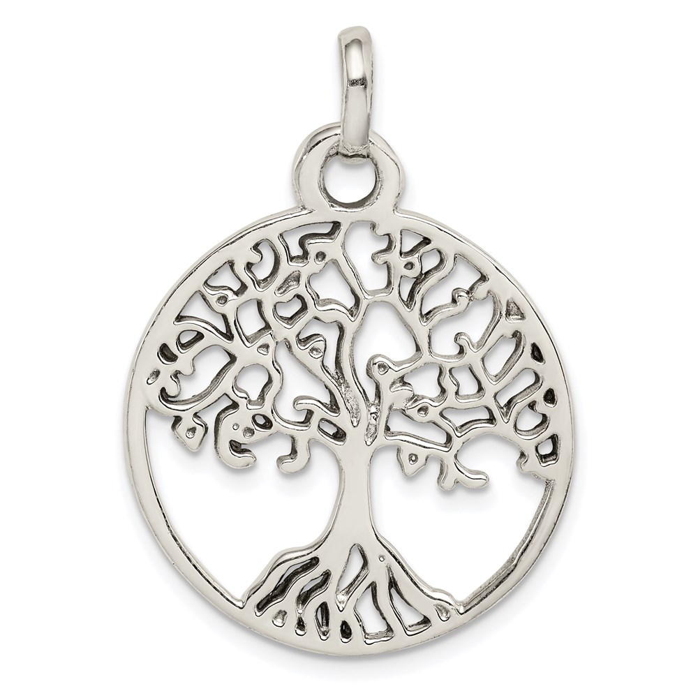 QP5288.jpg Sterling Silver Polished Tree of Life Pendant - Image 1