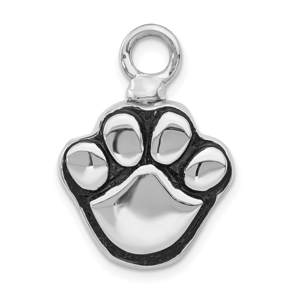 QP5318.jpg Sterling Silver Rhodium-plated Enameled Paw Ash Holder Bottle Pendant - Image 1