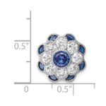 Sterling Silver Rh-plated CZ/Synthetic Blue Spinel Flower Chain Slide - Image 4