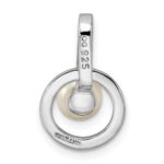 Sterling Silver Rhodium-plated Circle w/CZ (5-6mm) Button FWC Pearl Slide - Image 3